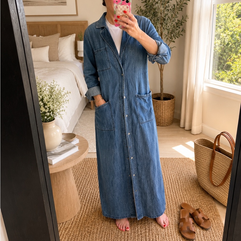 Treasure & Bond Denim Shirt Dress - Light Blue